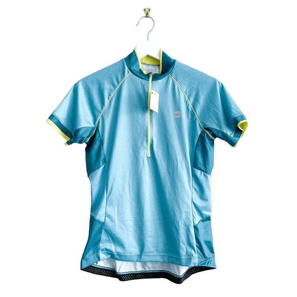MEC Women's Cycling Jersey Short Sleeve 1/4 Zip Activewear Top Blue Medium NWT - Picture 1 of 7
